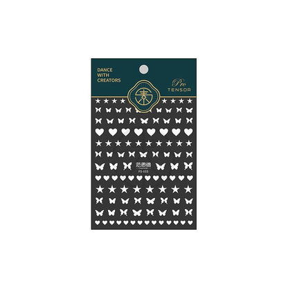 NailMAD Nail Art Stickers Adhesive Slider White Stars Butterfly Sticker Decals - Nail MAD