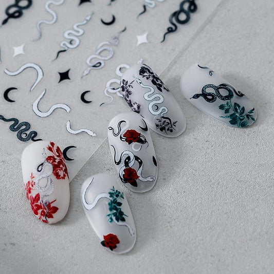 NailMAD Nail Art Stickers Adhesive Snake Flower 3D Sticker Decals TS1012 - Nail MAD