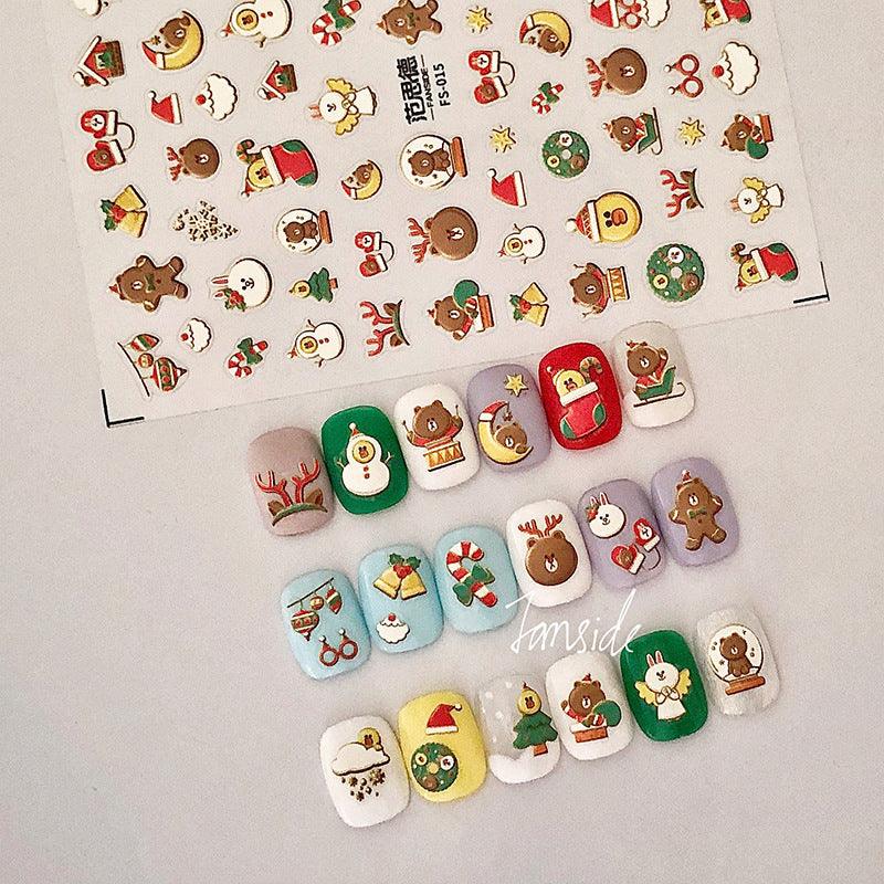 NailMAD Nail Art Stickers Adhesive  Christmas Deer 3D Sticker Decals - Nail MAD