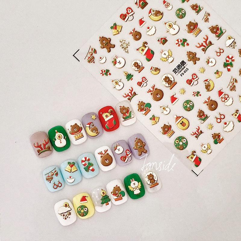 NailMAD Nail Art Stickers Adhesive  Christmas Deer 3D Sticker Decals - Nail MAD