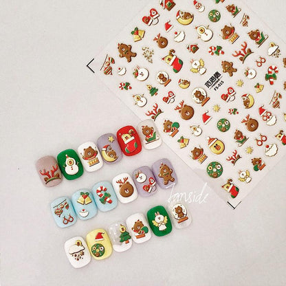 NailMAD Nail Art Stickers Adhesive  Christmas Deer 3D Sticker Decals - Nail MAD