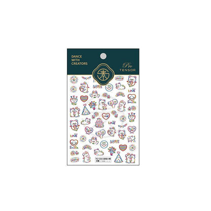 NailMAD Nail Art Stickers Adhesive  Embossed Bear Rainbow Sticker Decals TS1233 - Nail MAD