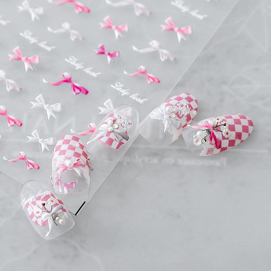 NailMAD Nail Art Stickers Adhesive  Embossed Bowtie Ribbon Sticker Decals TS897 - Nail MAD