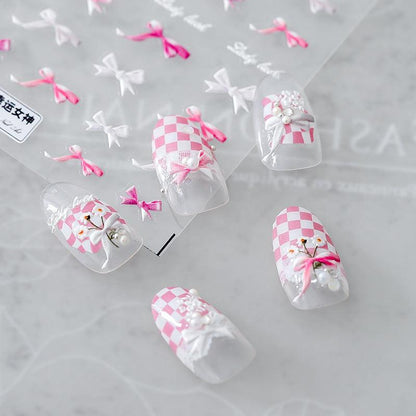 NailMAD Nail Art Stickers Adhesive  Embossed Bowtie Ribbon Sticker Decals TS897 - Nail MAD