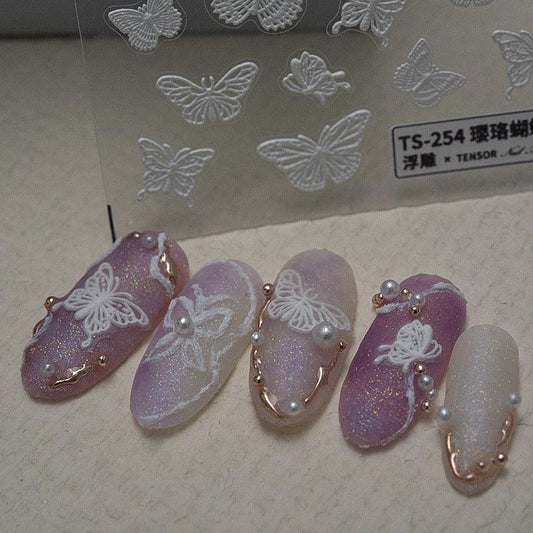 NailMAD Nail Art Stickers Adhesive  Embossed Butterfly Sticker Decals TS255 - Nail MAD
