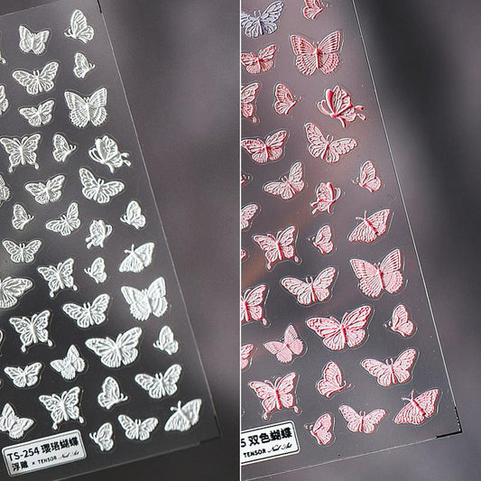 NailMAD Nail Art Stickers Adhesive  Embossed Butterfly Sticker Decals TS255 - Nail MAD