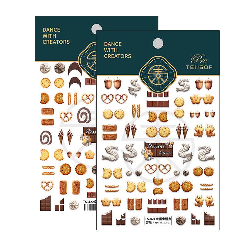 NailMAD Nail Art Stickers Adhesive  Embossed Cookies Sticker Decals TS421 - Nail MAD