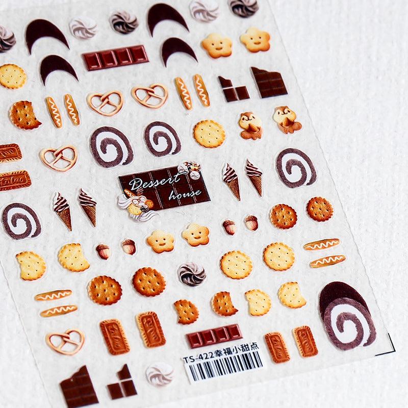 NailMAD Nail Art Stickers Adhesive  Embossed Cookies Sticker Decals TS421 - Nail MAD