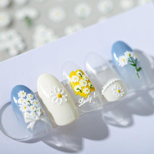NailMAD Nail Art Stickers Adhesive  Embossed Daisy Flower Sticker Decals TS1203 - Nail MAD