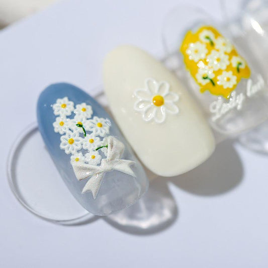 NailMAD Nail Art Stickers Adhesive  Embossed Daisy Flower Sticker Decals TS1203 - Nail MAD