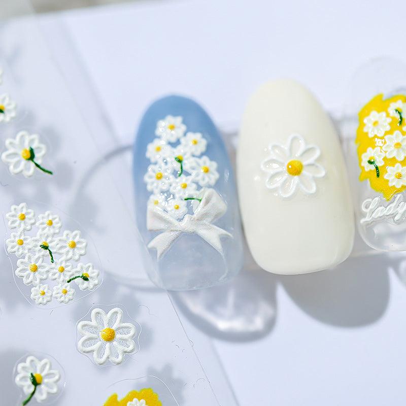 NailMAD Nail Art Stickers Adhesive  Embossed Daisy Flower Sticker Decals TS1203 - Nail MAD