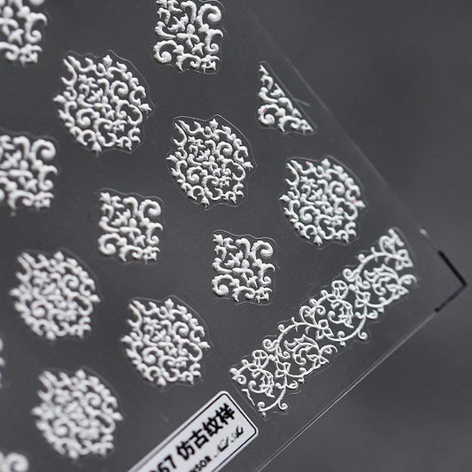 NailMAD Nail Art Stickers Adhesive  Embossed Damask Sticker Decals TS267 - Nail MAD