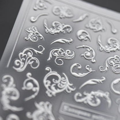 NailMAD Nail Art Stickers Adhesive  Embossed Damask Vines Sticker Decals TS259 - Nail MAD