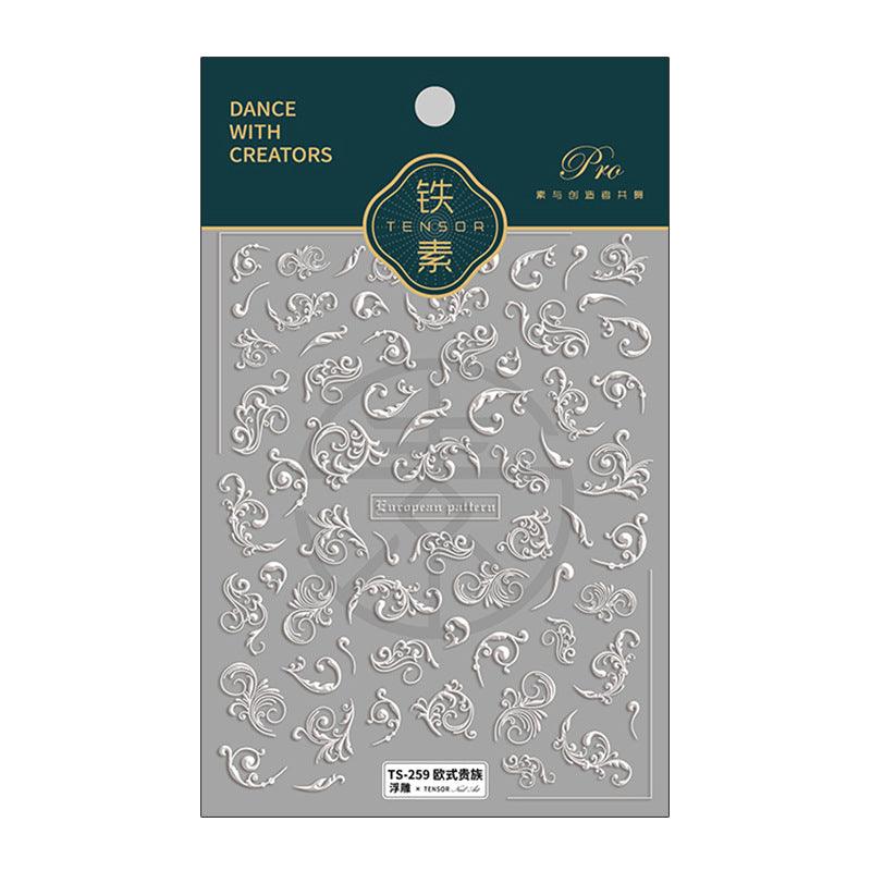 NailMAD Nail Art Stickers Adhesive  Embossed Damask Vines Sticker Decals TS259 - Nail MAD