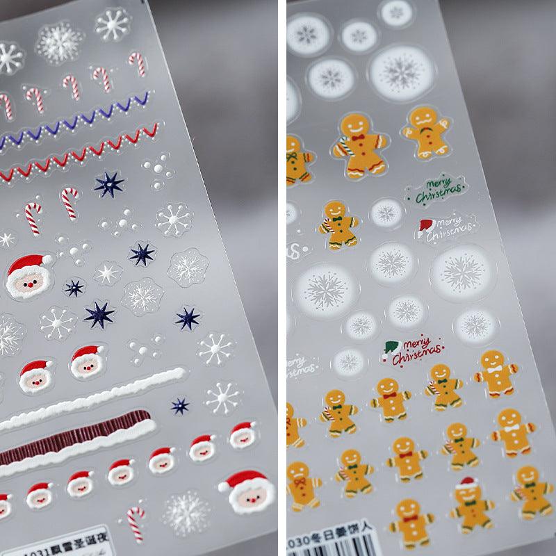 NailMAD Nail Art Stickers Adhesive  Embossed Ginger Bread Men Sticker Decals TS1029 - Nail MAD