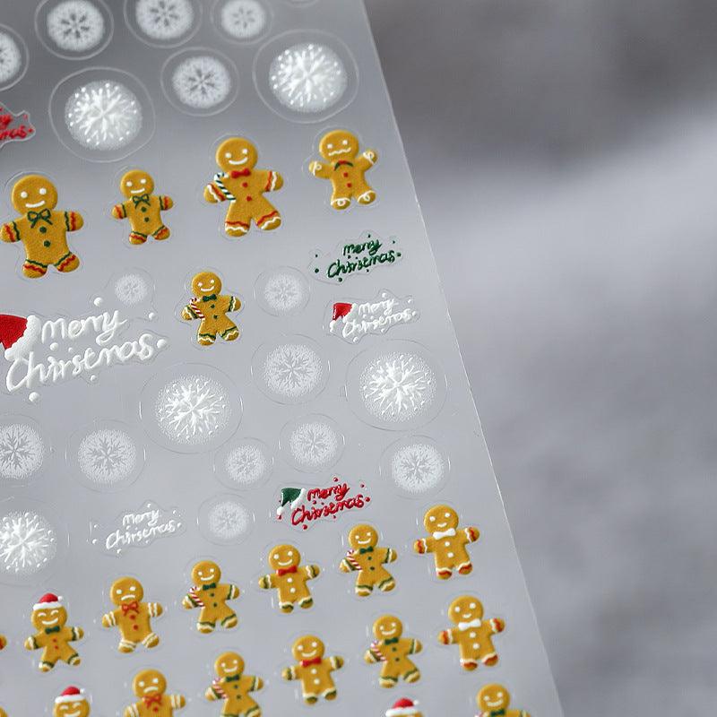 NailMAD Nail Art Stickers Adhesive  Embossed Ginger Bread Men Sticker Decals TS1029 - Nail MAD