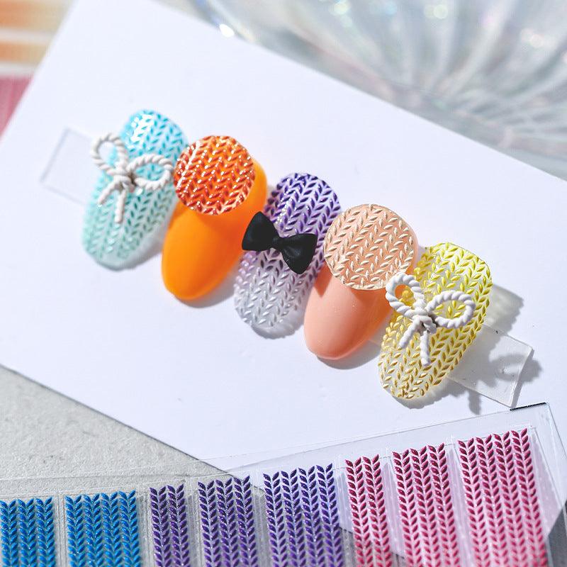 NailMAD Nail Art Stickers Adhesive  Embossed Knitting Sweater Sticker Decals TS1049 - Nail MAD