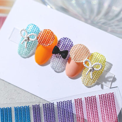 NailMAD Nail Art Stickers Adhesive  Embossed Knitting Sweater Sticker Decals TS1049 - Nail MAD