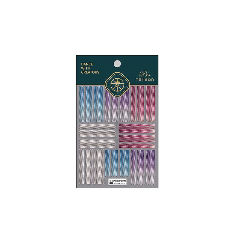 NailMAD Nail Art Stickers Adhesive  Embossed Knitting Sweater Sticker Decals TS1049 - Nail MAD