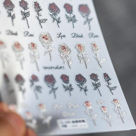 NailMAD Nail Art Stickers Adhesive  Embossed Rose Sticker Decals TS335 - Nail MAD