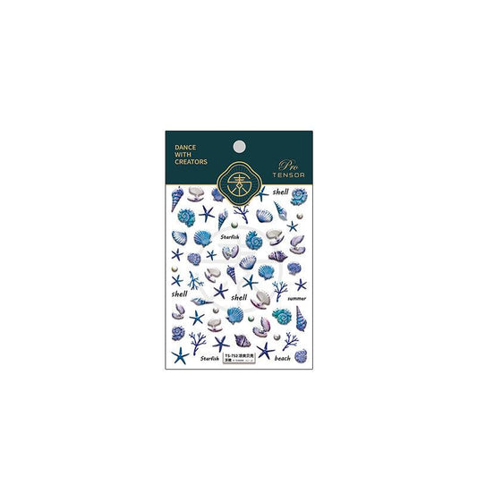 NailMAD Nail Art Stickers Adhesive  Embossed Shell Starfish Sticker Decals TS752 - Nail MAD