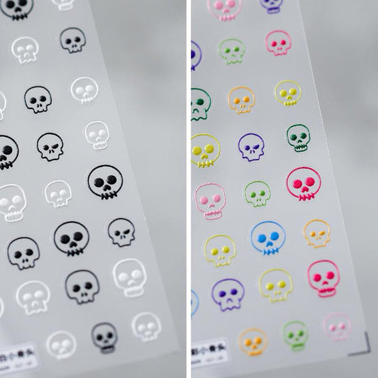NailMAD Nail Art Stickers Adhesive  Embossed Skeleton Skull Sticker Decals TS835 - Nail MAD