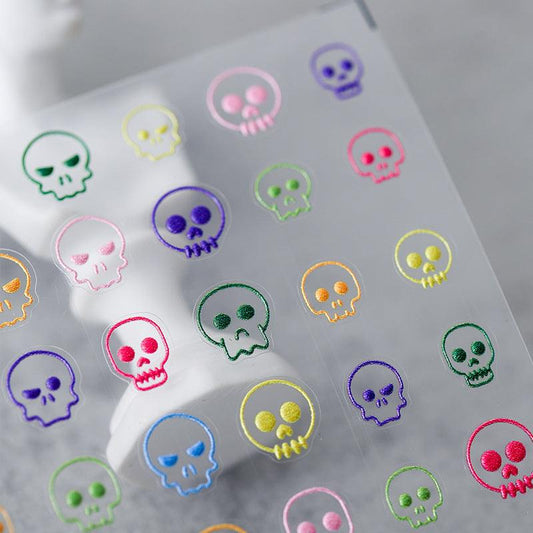 NailMAD Nail Art Stickers Adhesive  Embossed Skeleton Skull Sticker Decals TS835 - Nail MAD