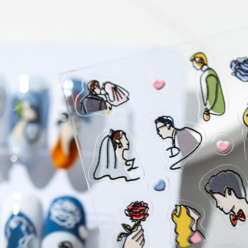 NailMAD Nail Art Stickers Adhesive  Embossed Wedding Brides Design Sticker Decals - Nail MAD