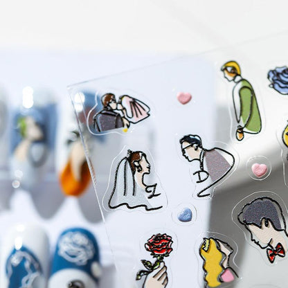 NailMAD Nail Art Stickers Adhesive  Embossed Wedding Brides Design Sticker Decals - Nail MAD