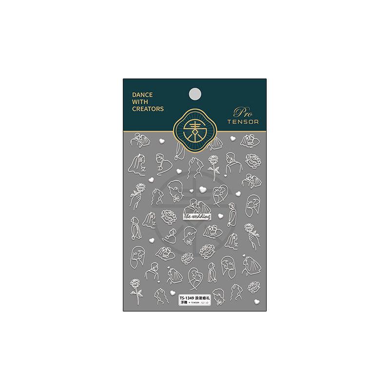 NailMAD Nail Art Stickers Adhesive  Embossed Wedding Brides Design Sticker Decals - Nail MAD
