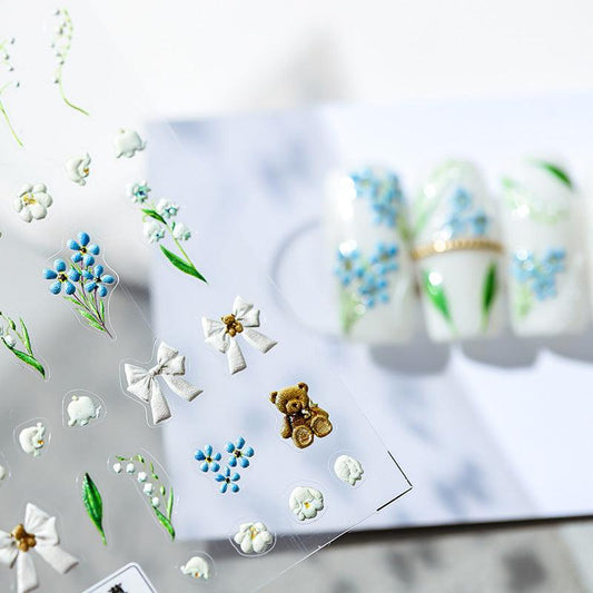 NailMAD Nail Art Stickers Adhesive  Embossed  Bluebell Sticker Decals TS1275 - Nail MAD