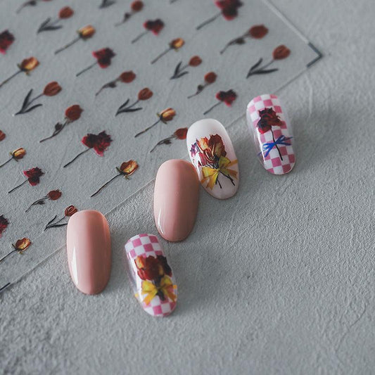 NailMAD Nail Art Stickers Adhesive  Fade Flower 3D Adhesive Decals TS779 - Nail MAD