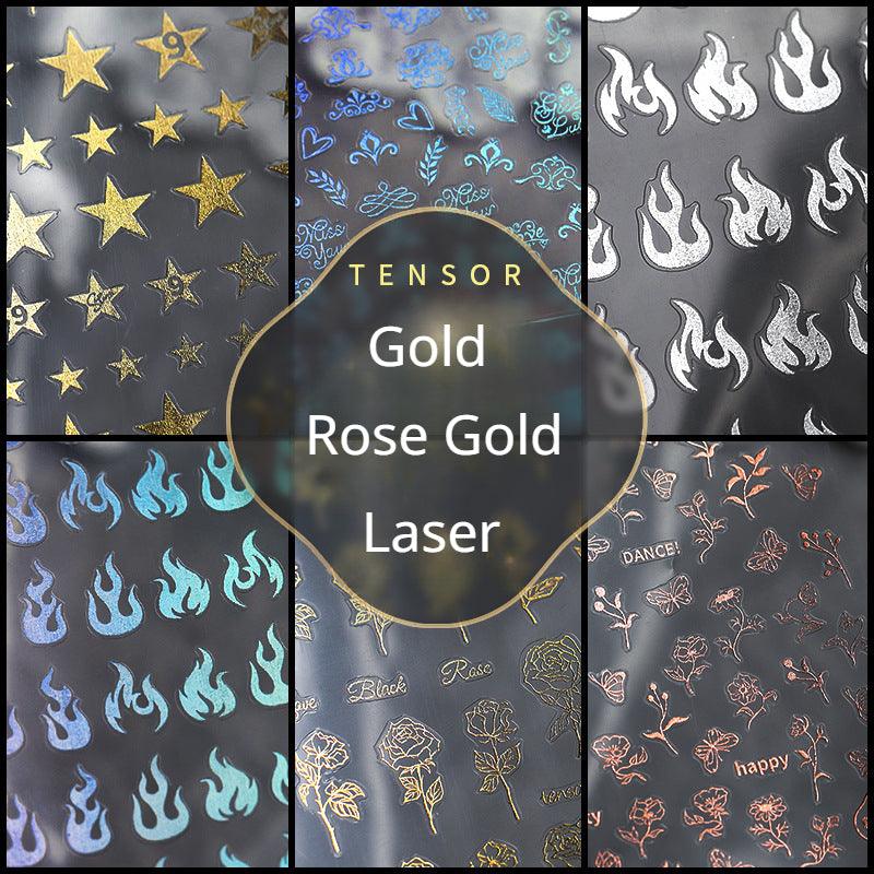 NailMAD Nail Art Stickers Adhesive  Metal Gold 3D Sticker Decals Laser Silver Fire G001 - Nail MAD