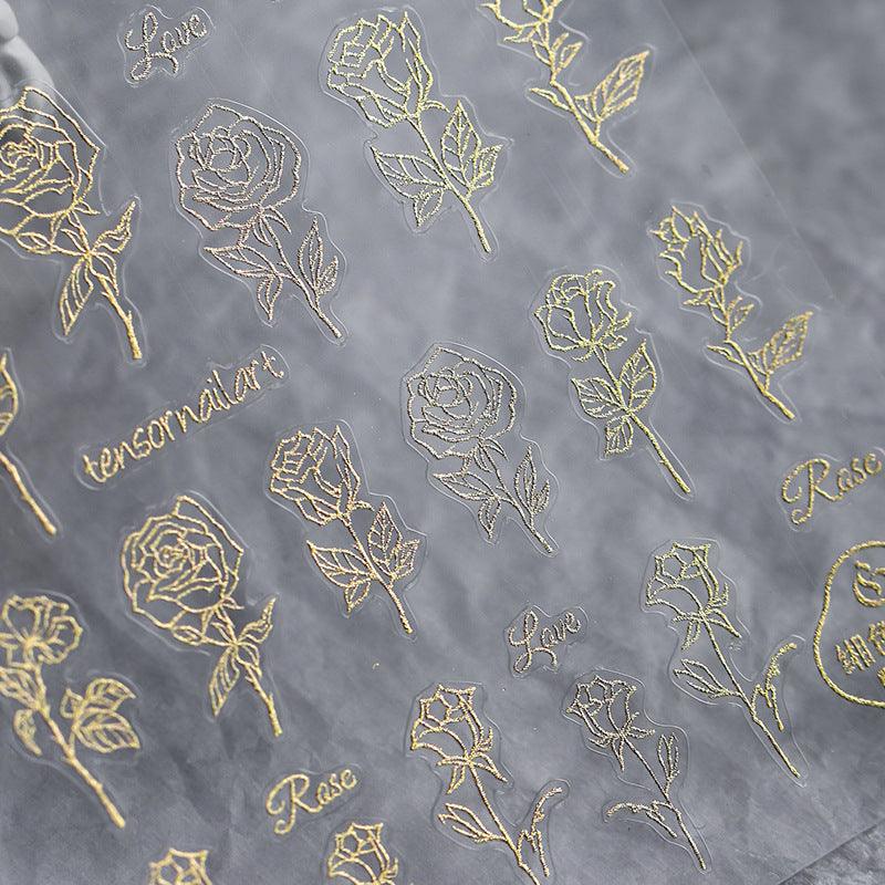 NailMAD Nail Art Stickers Adhesive  Metal Gold 3D Sticker Decals Laser Silver Fire G001 - Nail MAD