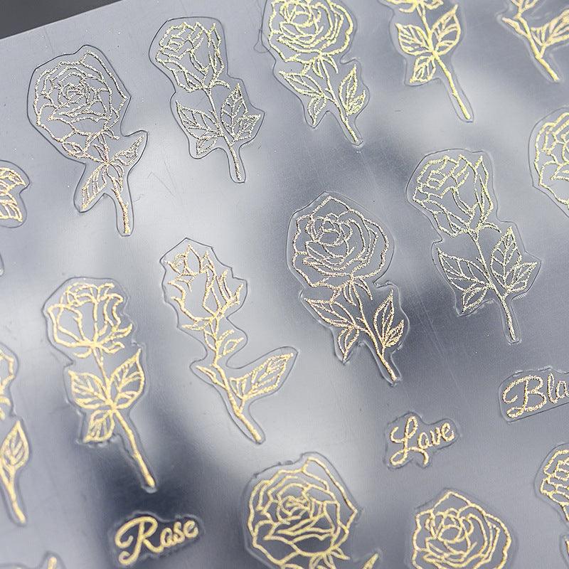 NailMAD Nail Art Stickers Adhesive  Metal Gold 3D Sticker Decals Laser Silver Fire G001 - Nail MAD