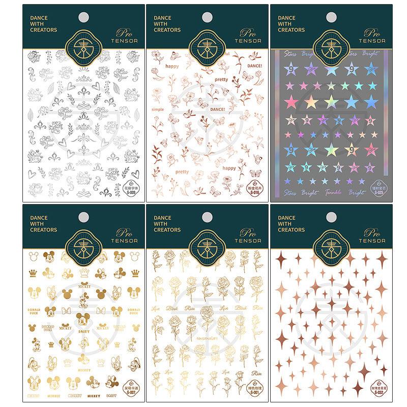 NailMAD Nail Art Stickers Adhesive  Metal Gold 3D Sticker Decals Laser Silver Fire G001 - Nail MAD