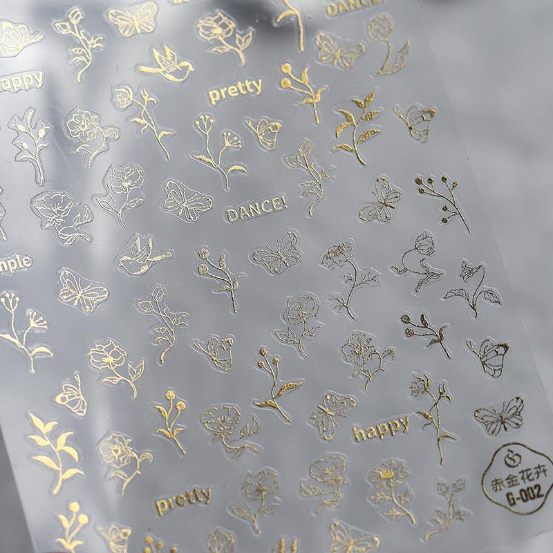 NailMAD Nail Art Stickers Adhesive  Metal Gold 3D Sticker Decals Laser Silver Fire G001 - Nail MAD