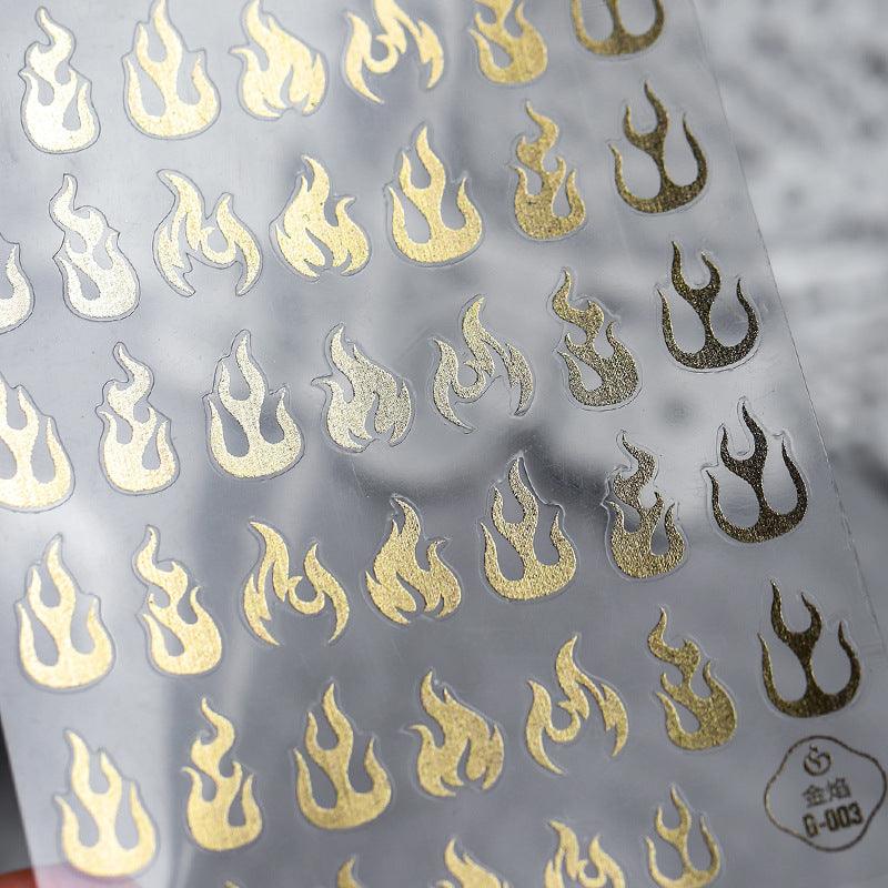 NailMAD Nail Art Stickers Adhesive  Metal Gold 3D Sticker Decals Laser Silver Fire G001 - Nail MAD