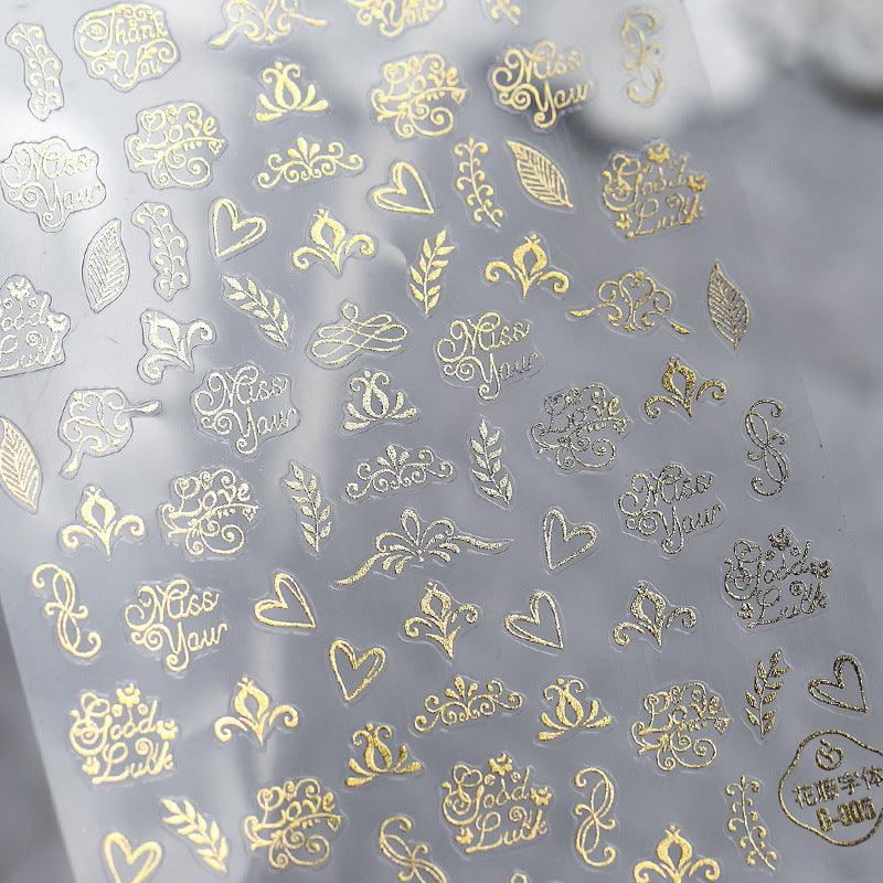 NailMAD Nail Art Stickers Adhesive  Metal Gold 3D Sticker Decals Laser Silver Fire G001 - Nail MAD