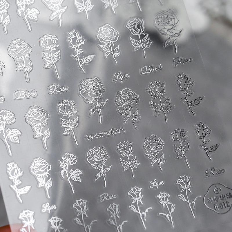 NailMAD Nail Art Stickers Adhesive  Metal Gold 3D Sticker Decals Laser Silver Fire G001 - Nail MAD