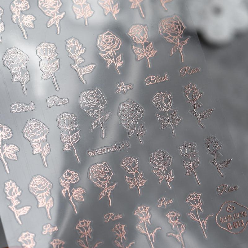 NailMAD Nail Art Stickers Adhesive  Metal Gold 3D Sticker Decals Laser Silver Fire G001 - Nail MAD