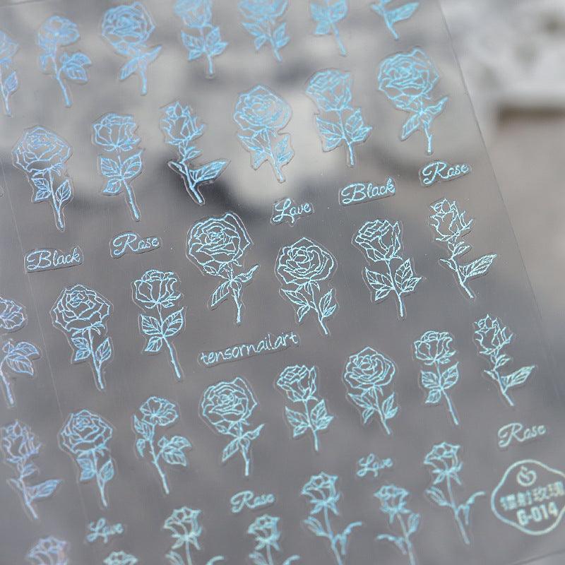 NailMAD Nail Art Stickers Adhesive  Metal Gold 3D Sticker Decals Laser Silver Fire G001 - Nail MAD