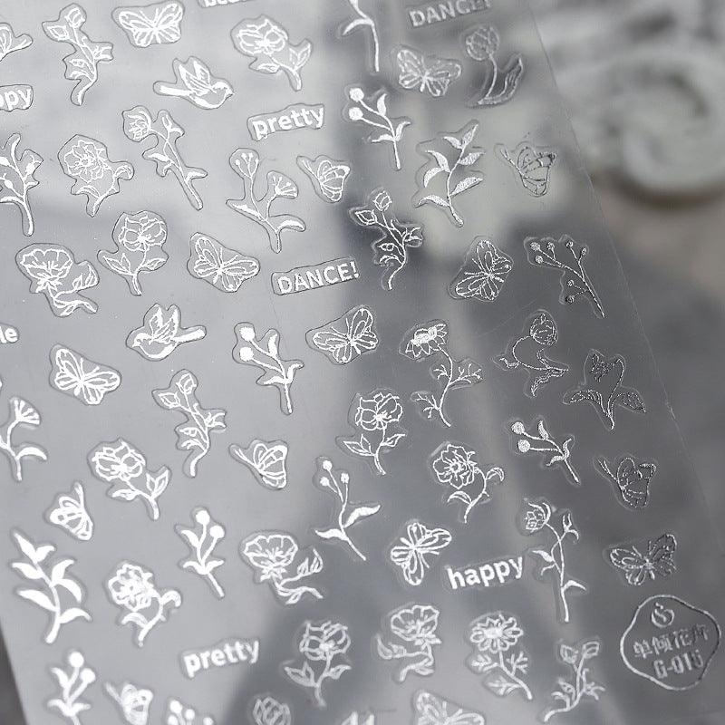 NailMAD Nail Art Stickers Adhesive  Metal Gold 3D Sticker Decals Laser Silver Fire G001 - Nail MAD
