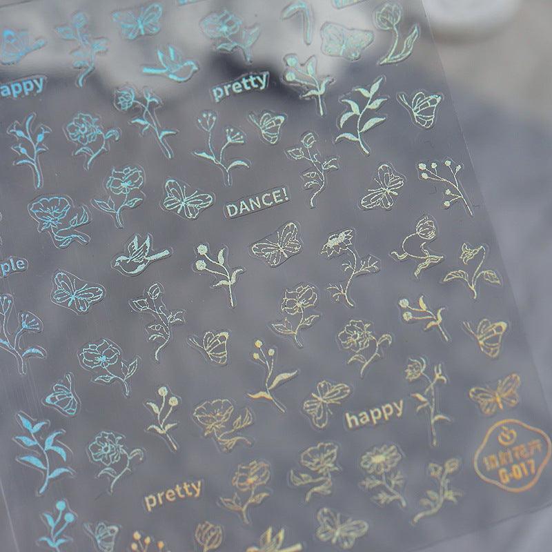 NailMAD Nail Art Stickers Adhesive  Metal Gold 3D Sticker Decals Laser Silver Fire G001 - Nail MAD