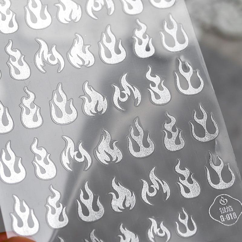 NailMAD Nail Art Stickers Adhesive  Metal Gold 3D Sticker Decals Laser Silver Fire G001 - Nail MAD