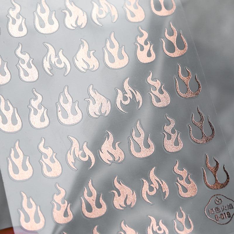 NailMAD Nail Art Stickers Adhesive  Metal Gold 3D Sticker Decals Laser Silver Fire G001 - Nail MAD