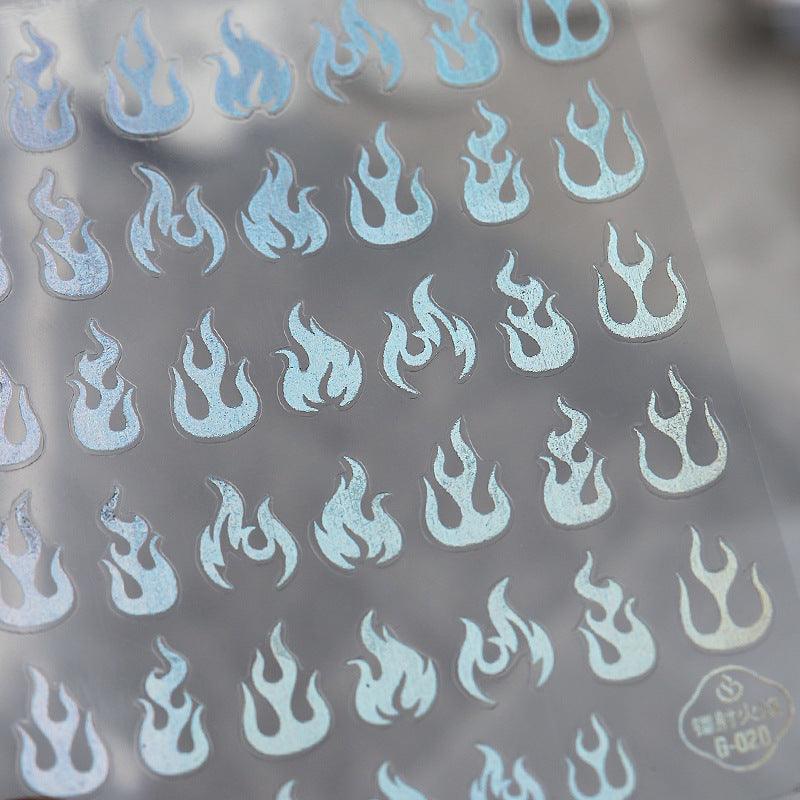 NailMAD Nail Art Stickers Adhesive  Metal Gold 3D Sticker Decals Laser Silver Fire G001 - Nail MAD