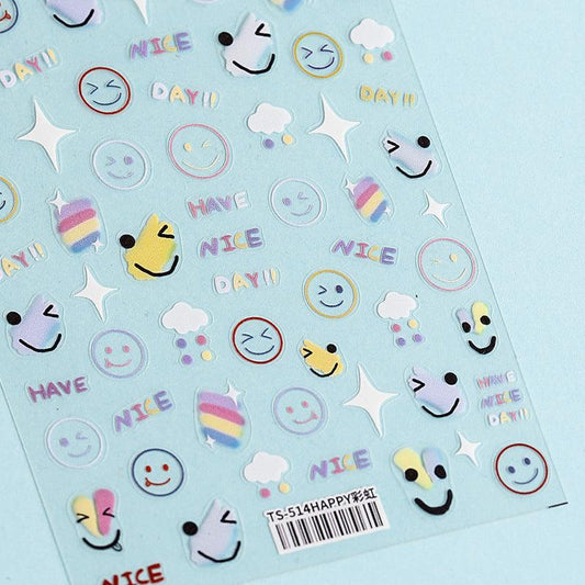 NailMAD Nail Art Stickers Adhesive  Smile Face 3D Adhesive Decals TS514 - Nail MAD