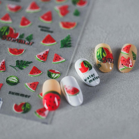 NailMAD Nail Art Stickers Adhesive  Summer Fruit Watermeleon 3D Adhesive Decals TS753 - Nail MAD