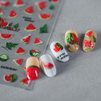 NailMAD Nail Art Stickers Adhesive  Summer Fruit Watermeleon 3D Adhesive Decals TS753 - Nail MAD